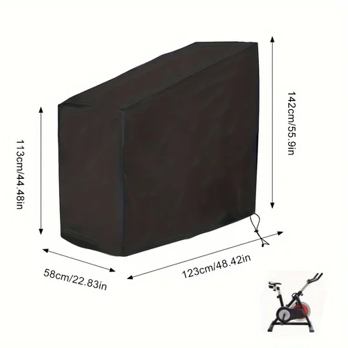 Imagen 2 del producto Cubierta negra impermeable para bicicleta de fitness: cubierta protectora vertical duradera para equipos deportivos