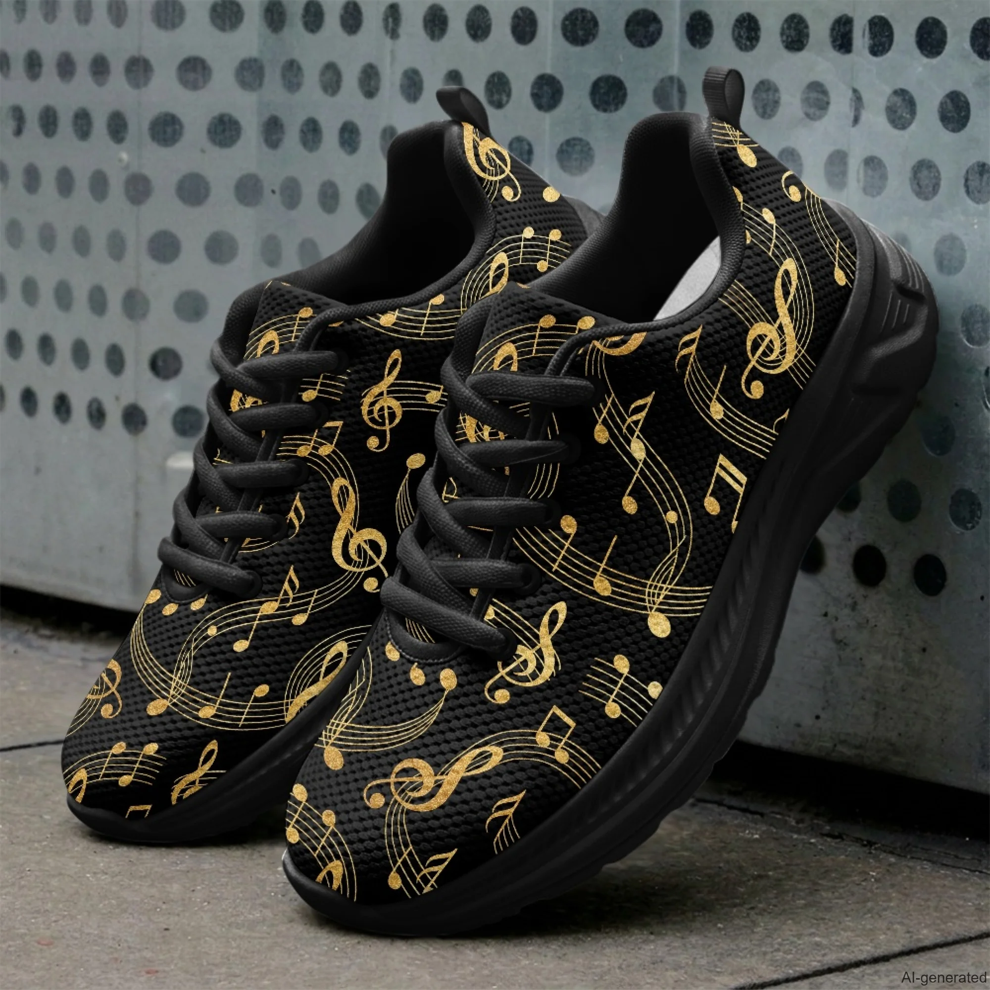 XIXIRIMIDO Running Shoes for Men Breathable Mesh Casual Walking Shoes for Women Music Note Print Workout Gym Sneakers 35-48