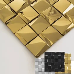 3D spiegel gebogen goud geborsteld metaal mozaïek Tille achtergrond muur decor Europese wanddecoratie Home Improvement muurstickers