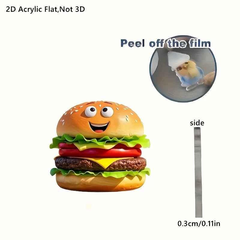 A 2D flat, creatively shaped acrylic burger keychain, perfect for decorating accessories, bags, and keys—it makes a great gift. view 3