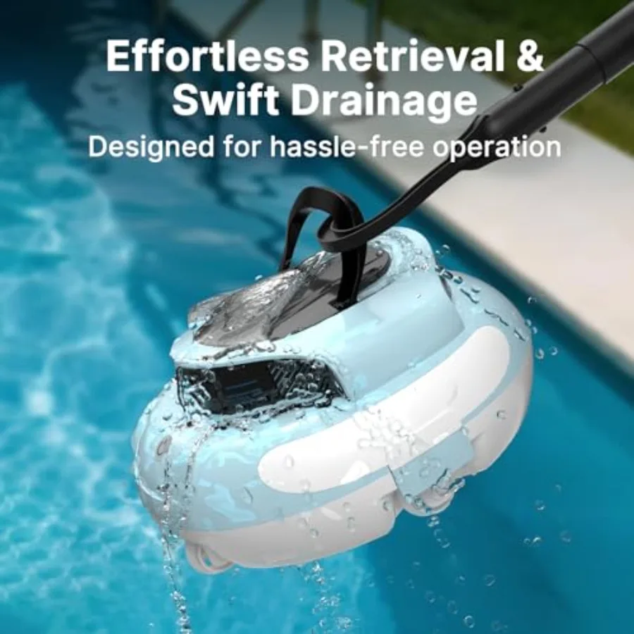 In-Ground Pool Cleaner: Dual Motor Cordless Robotic Vacuum Blue 150 Min Runtime Auto Parking Ultra-Quiet Energy Efficient Light view 6