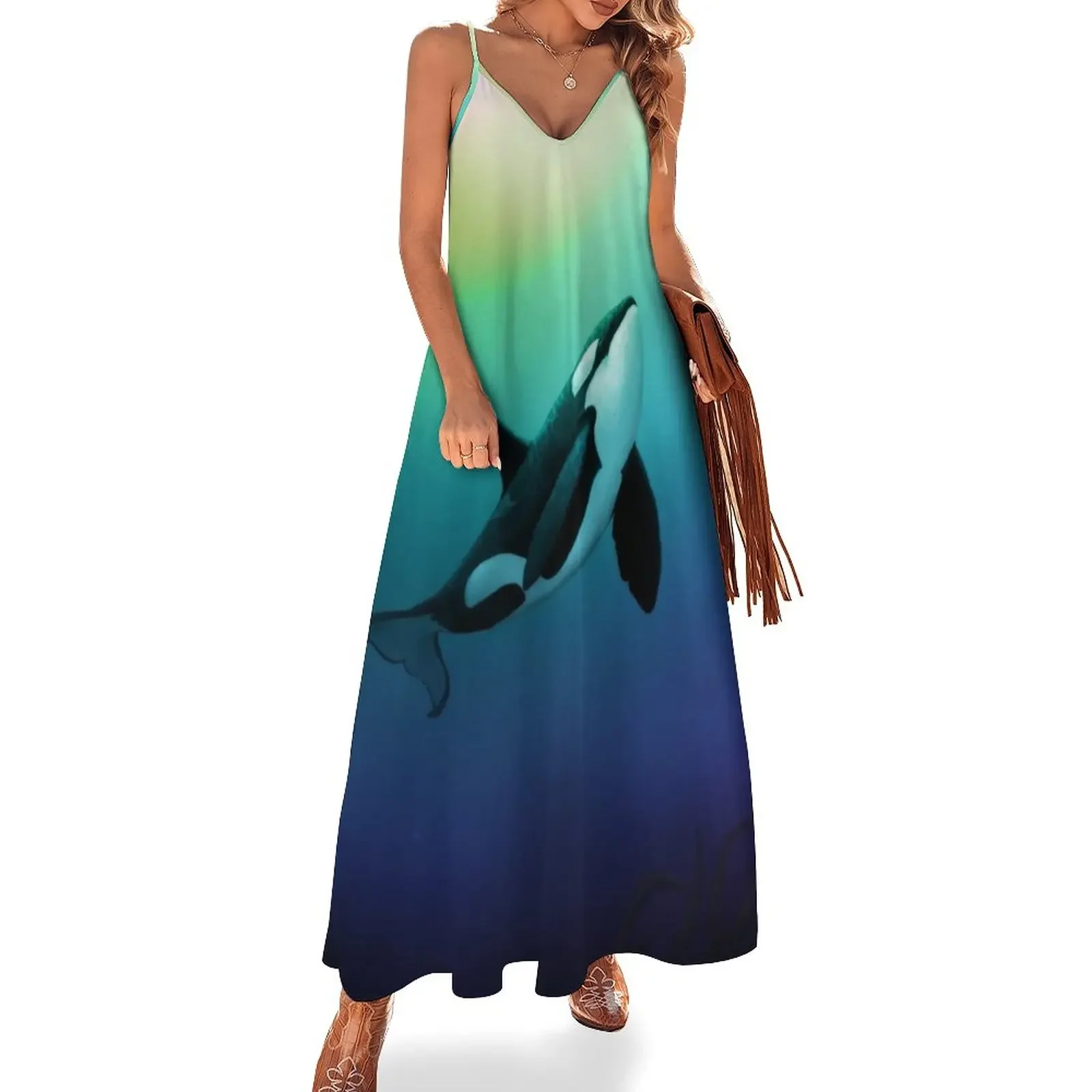 

The Dreamer Ascends by artist Amber Marine ~ (Copyright 2015) ~ Orca Art / Killer Whale Digital Painting Sleeveless Dress