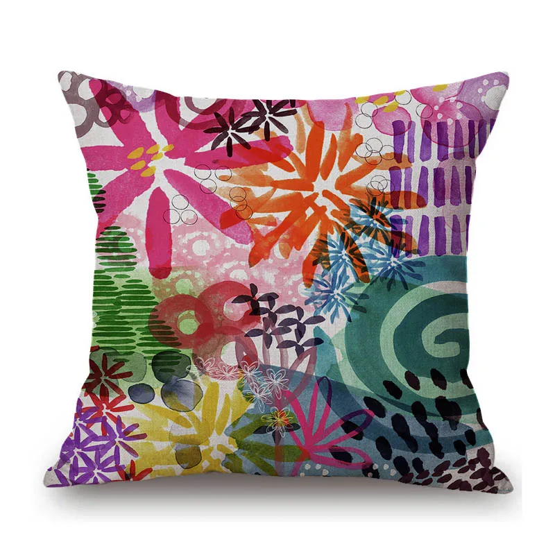 Abstract Oil Painting Modern Art Flower Pineapple Colorful Flower Vase Cotton Linen Cushion Cover Home Decoration Pillow Case