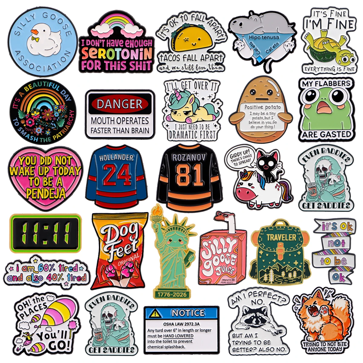 Es ist ein wunderschöner Tag: Regenbogen-Zitate Emaille-Pin „Achtung“ Warnschild Broschen Reversnadeln Süße Frosch-Enten-Schmuckstücke Freunde Geschenke