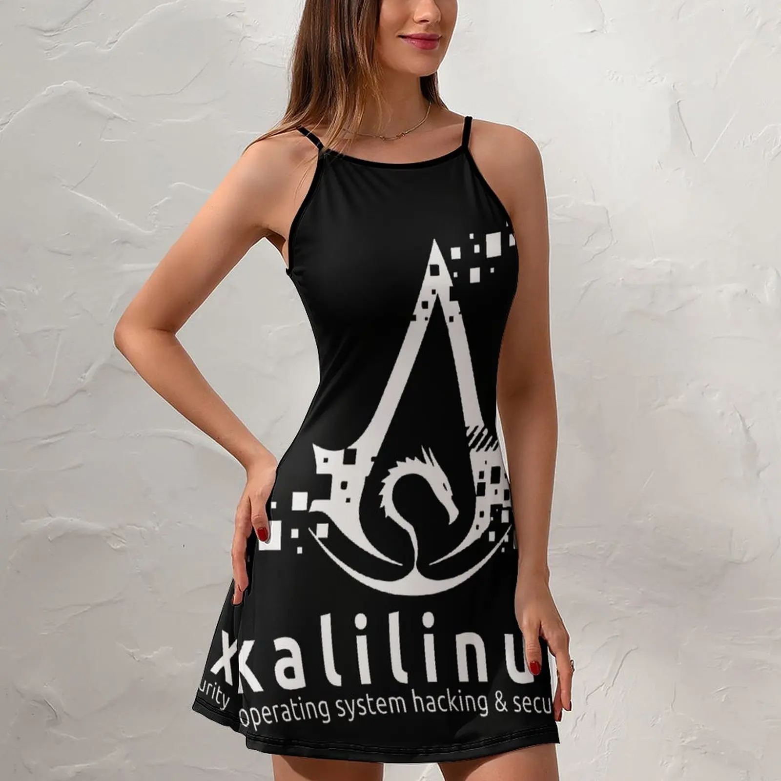 Kali Linux Operating System Hacking And Security  Women's Sling Dress Cool Suspender Dress Graphic Sexy  Woman's Gown  Parties