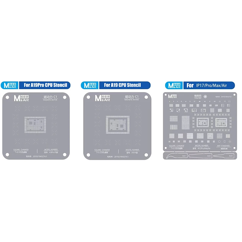 MaAnt BGA Reballing Stencil for IPhone 17 Pro Max/Air & A19 Chip | CPU Solder Ball Steel Mesh Template for Motherboard Repair