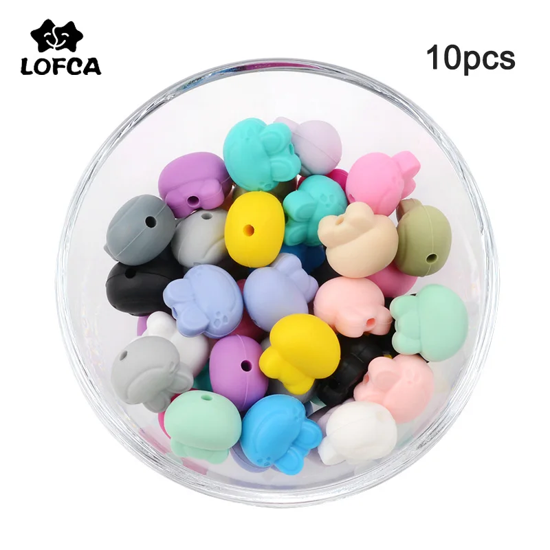 LOFCA Silicone Beads Frog 10pcs Animal Beads Food Grade Silicone production Necklace Bracelet Jewelry accessories