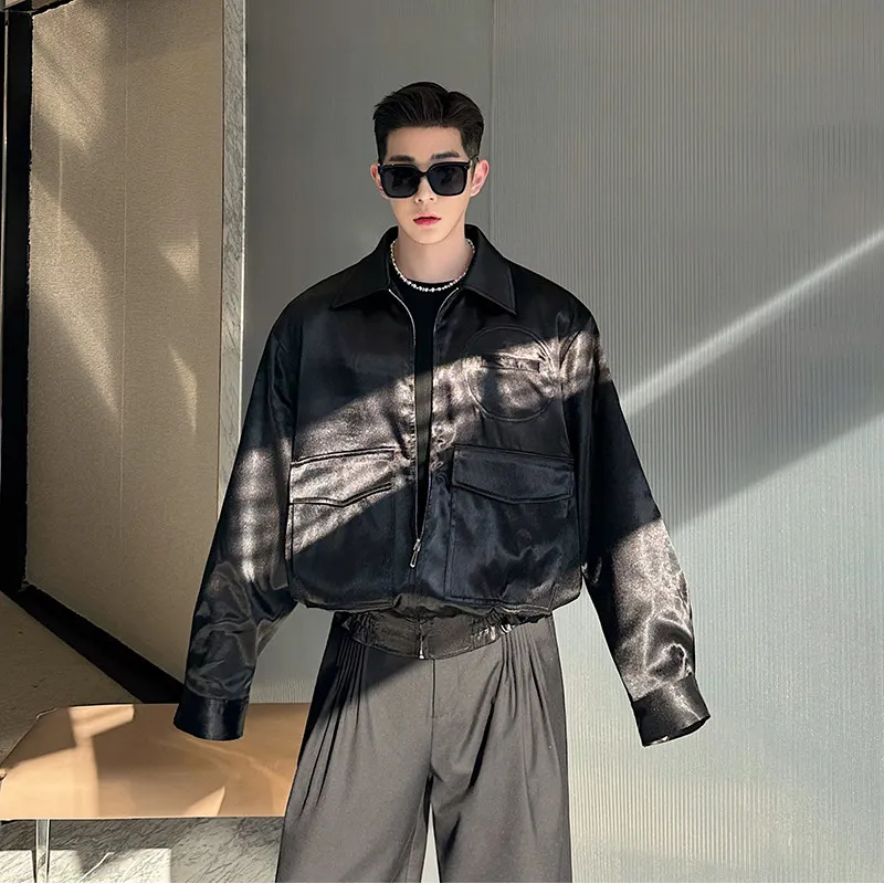 

Мужская демисезонная куртка-бомбер из ацетата, свободного кроя, повседневная, из сатина, в стиле пилот