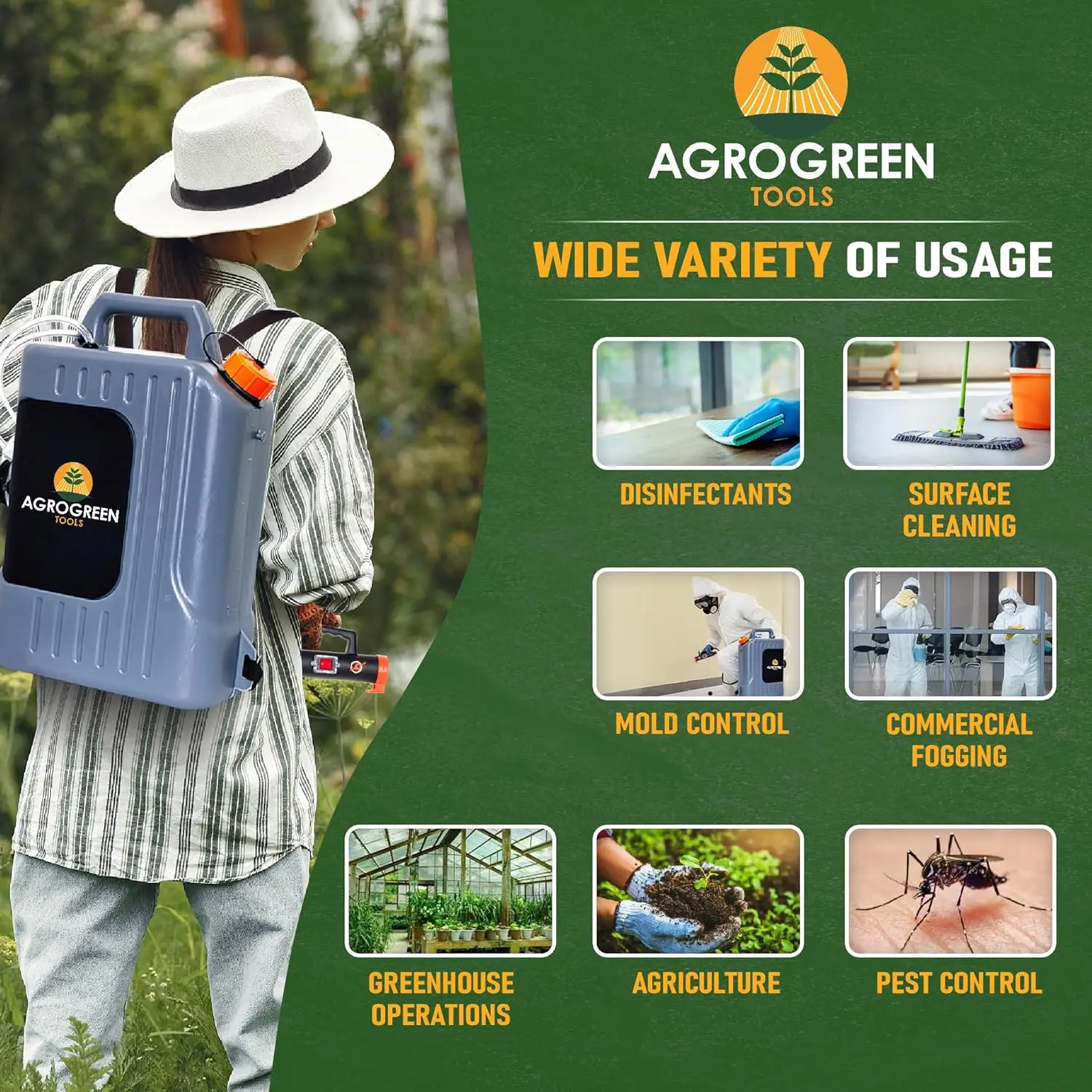 10L 전기 백팩 분무기 실내외 소독 해충 방제 정원 가정용