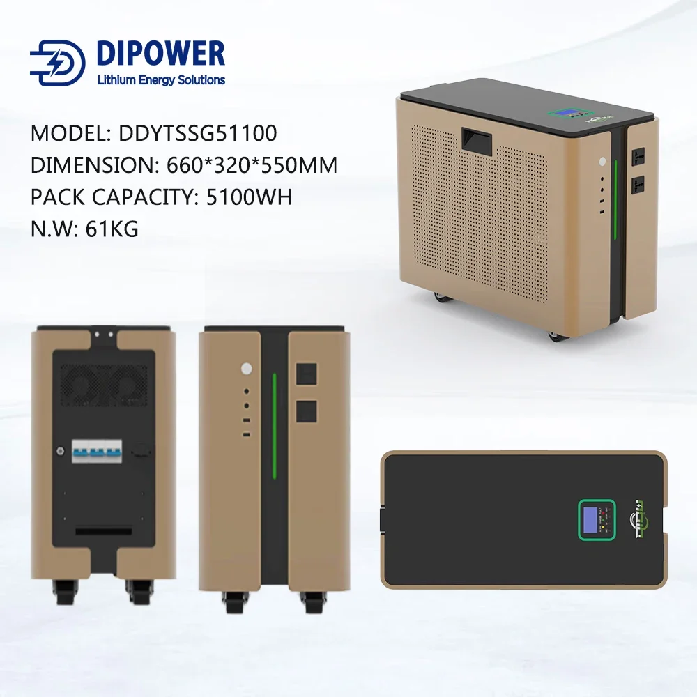 Movable 2-in-one 5kw kwh inverter Lithium Ion Battery Solar Power System battery Portable Home Use