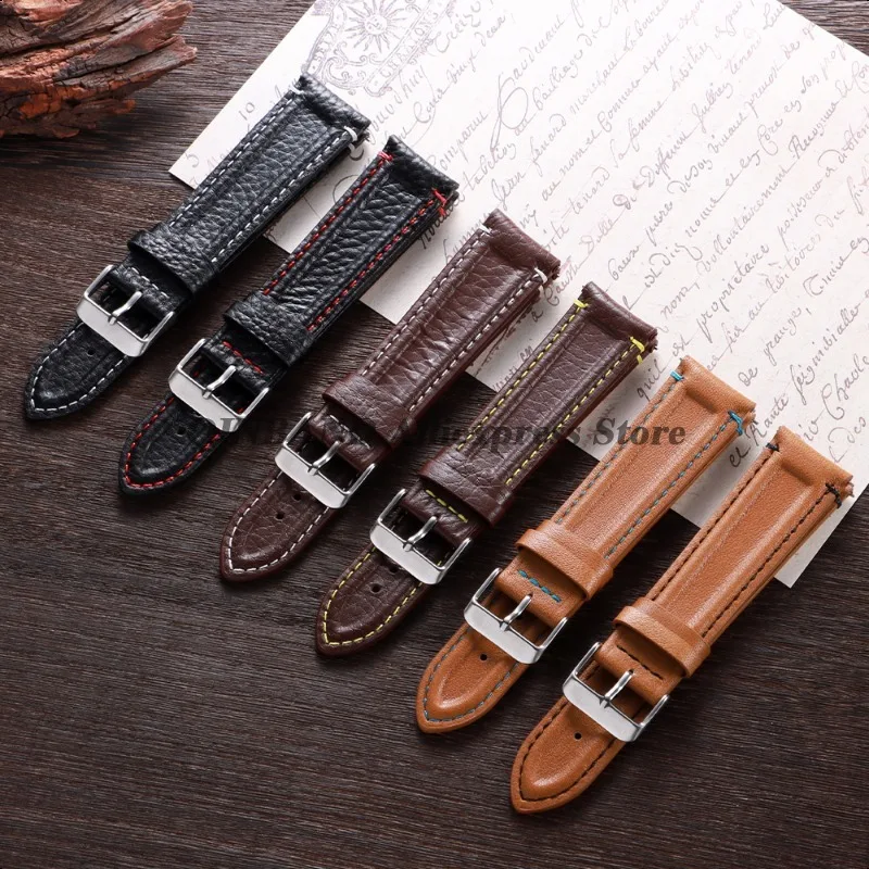 20mm 22mm Calfskin Leather Watch Band Quick Release Retro Straps for Seiko Business Bracelets Women Men Replace Soften Wristband