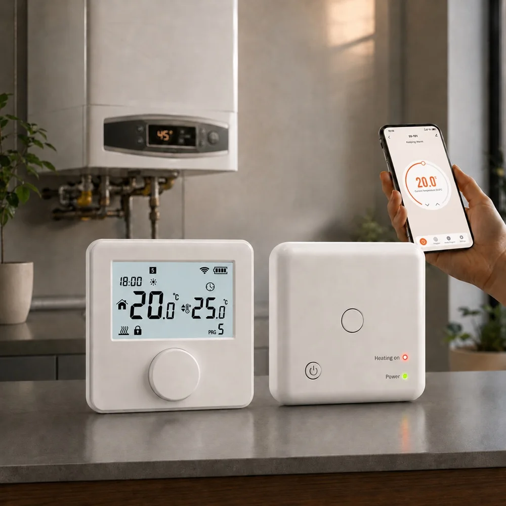 SS310 Smart WiFi RF Wireless Gas Boiler Thermostat Receiver Programmable Room Temperature Controller for Hotel Use Flexible