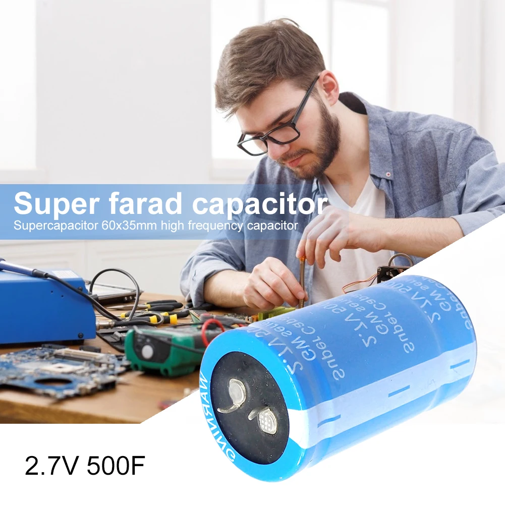 

Super Farad Capacitor 2.7V 500F 60x35mm Vehicle Rectifier Low ESR Capacitor