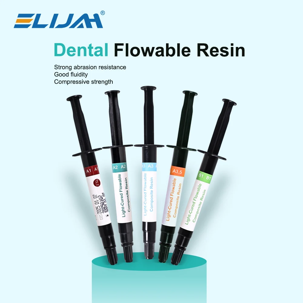 Dental Flowable Composite Light Cure Resin Kit  A1/A2/A3/A3.5/B1 Biocompatibility Crown restoration Dentistry Filling Materials