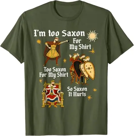 Zu sächsisch für mein Hemd – Lustiges T-Shirt mit mittelalterlichem Humor, Y2k, angelsächsisches Vintage-Grafik-T-Shirt, weiche Baumwolle, kurzärmelig. – Detail 7