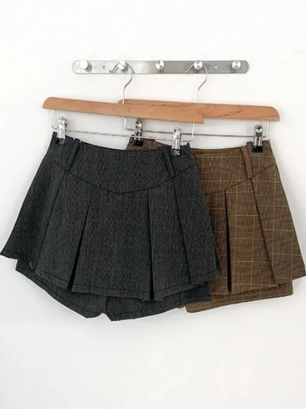 

High Waist A-Line Skirt Women's Spring Faion Small Size Heightening Pleated ort Skirt Trendy College Sle Skirt