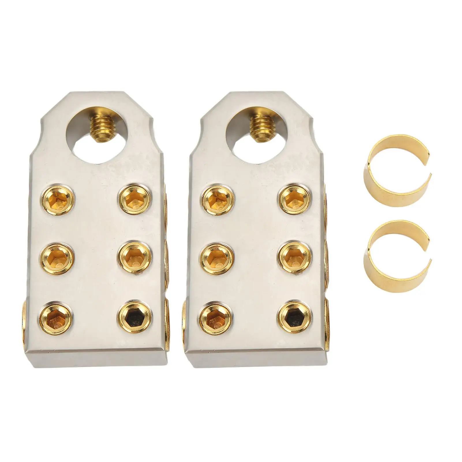 

Audio Battery Connector Positive Negative Clamp High Toughness Golden for cars RVs Trucks for 1 /0AWG 2/0AWG Welding Cable