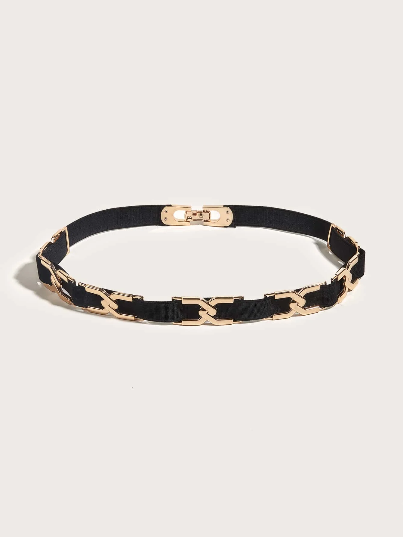 HERSHINE Women's Fashion Black Belt, 1 piece, with metal decorative accents, an elegant accessory for dresses，spring，summer