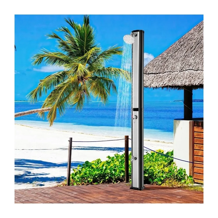 Ducha Solar de 40 Litros, Forma Ovalada, Ducha Exterior de Ahorro de Energía, Agua Caliente Máxima a 60 Grados, Ducha para Jardín y Piscina