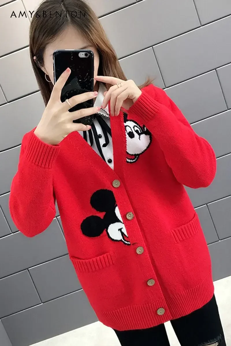 Women's Clothes Young Knitted Cardigan Sweater Spring Casual Knitwear Coat Fashion Trend V-neck Knitted Sweaters Jackets Ladies