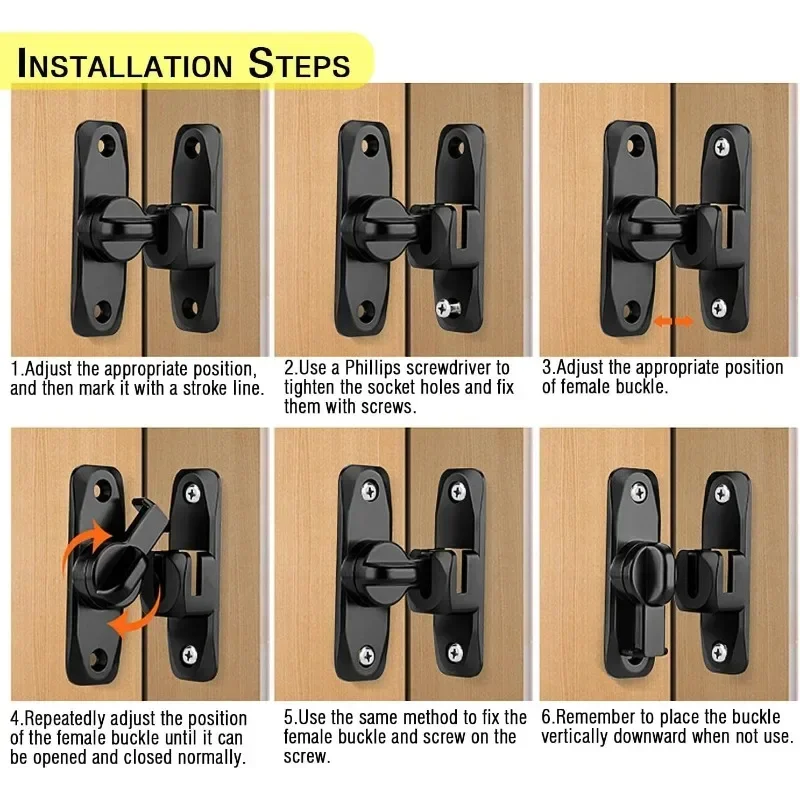 90 درجة انزلاق الباب المزالج انزلاق أقفال الأبواب مكافحة سرقة مشبك المزالج المنزل دولاب الباب المصيد DIY إكسسوارات الأجزاء الداخلية للكمبيوتر #6