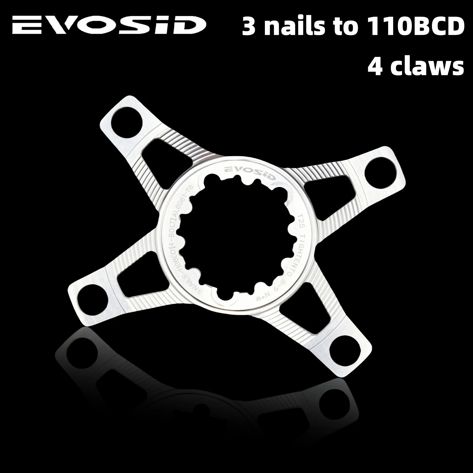 

EVOSID адаптер звездочки для шоссейного велосипеда, конвертер 3 гвозди в 110BCD, 3 болта, прямое крепление для BCD110 4Claws, конвертер звездочки для MTB велосипеда