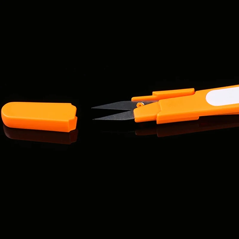 U Shape Scissors Accessory Handle Safety Cover Plastic Sewing Scissors Thread Embroidery Cross-stitch Cutter Portable Spring