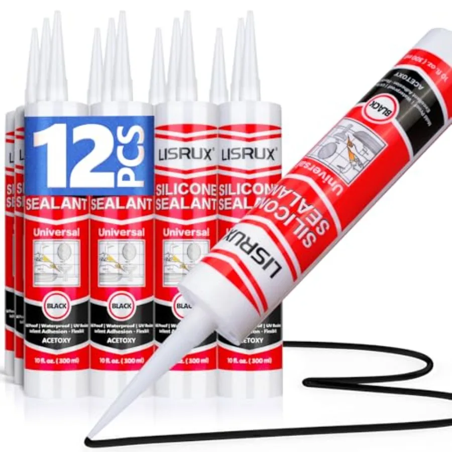 

Advanced Silicone Caulk for Kitchen and Bathroom, 10 fl oz Cartridge, 12 Pack, Cartridge, 100% Waterproof RTV Silicone Sealant,