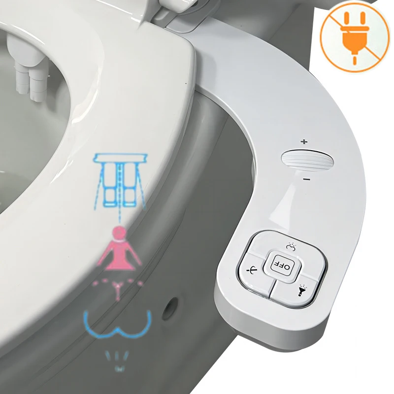 No Electric Left Panel Bidet Toilet Seat Adjust Water Pressure Bidet Wash Inteligente Toilette WC Tapa No Power Bidet Attachment