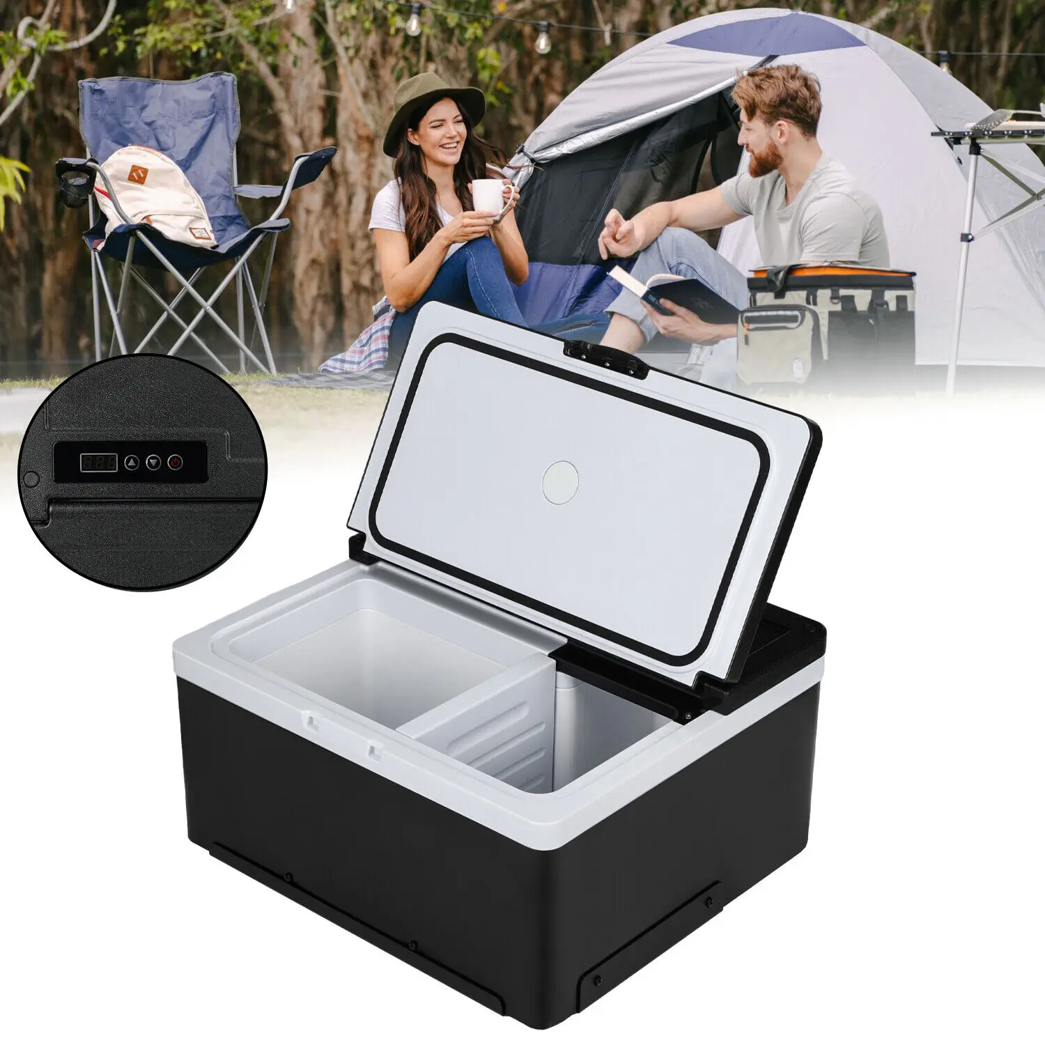 Dual Zone 12V 24V Fridge Freezer Campervan RV Boat 22L Portable Compressor Cool Box