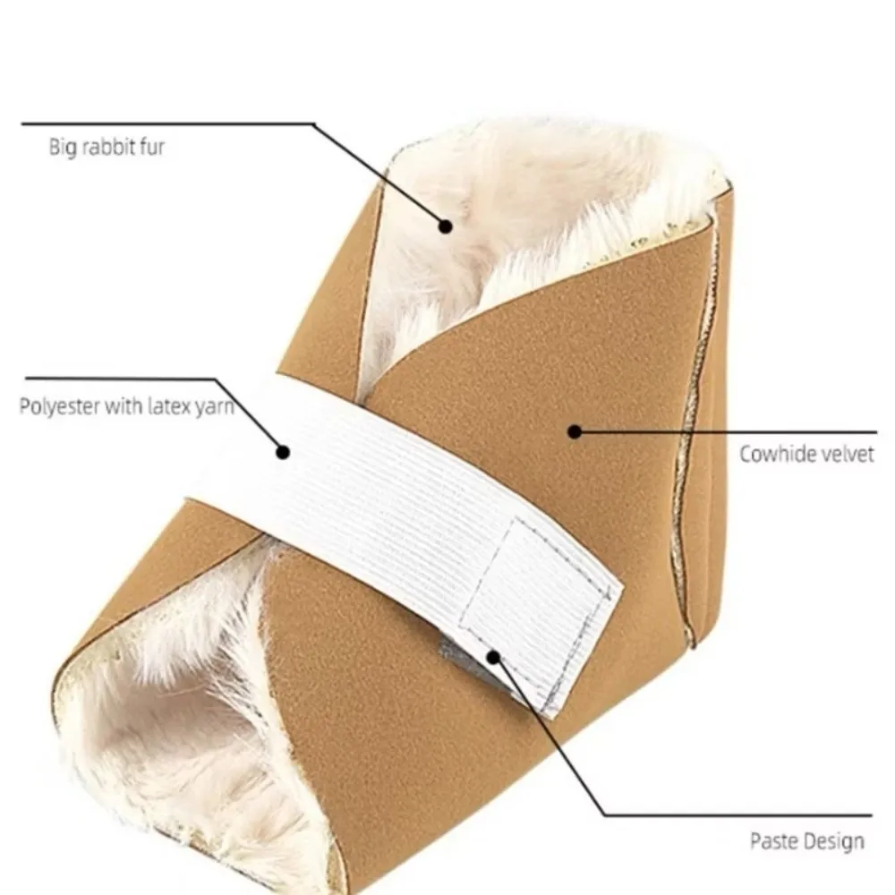 1PC Foot Heel Warmer Warm Soft Rabbit Fur Ankle Cover Thickened Pressure Sores Prevention Cowhide Feet Cover Fall Winter
