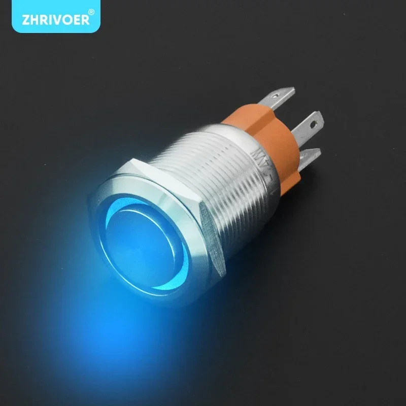 

10А, высокая мощность, высокая мощность, 19 мм, водонепроницаемая металлическая кнопка, никелированная латунь, плоский круглый переключатель с фиксацией, 4 контакта, 1НО, плоская головка