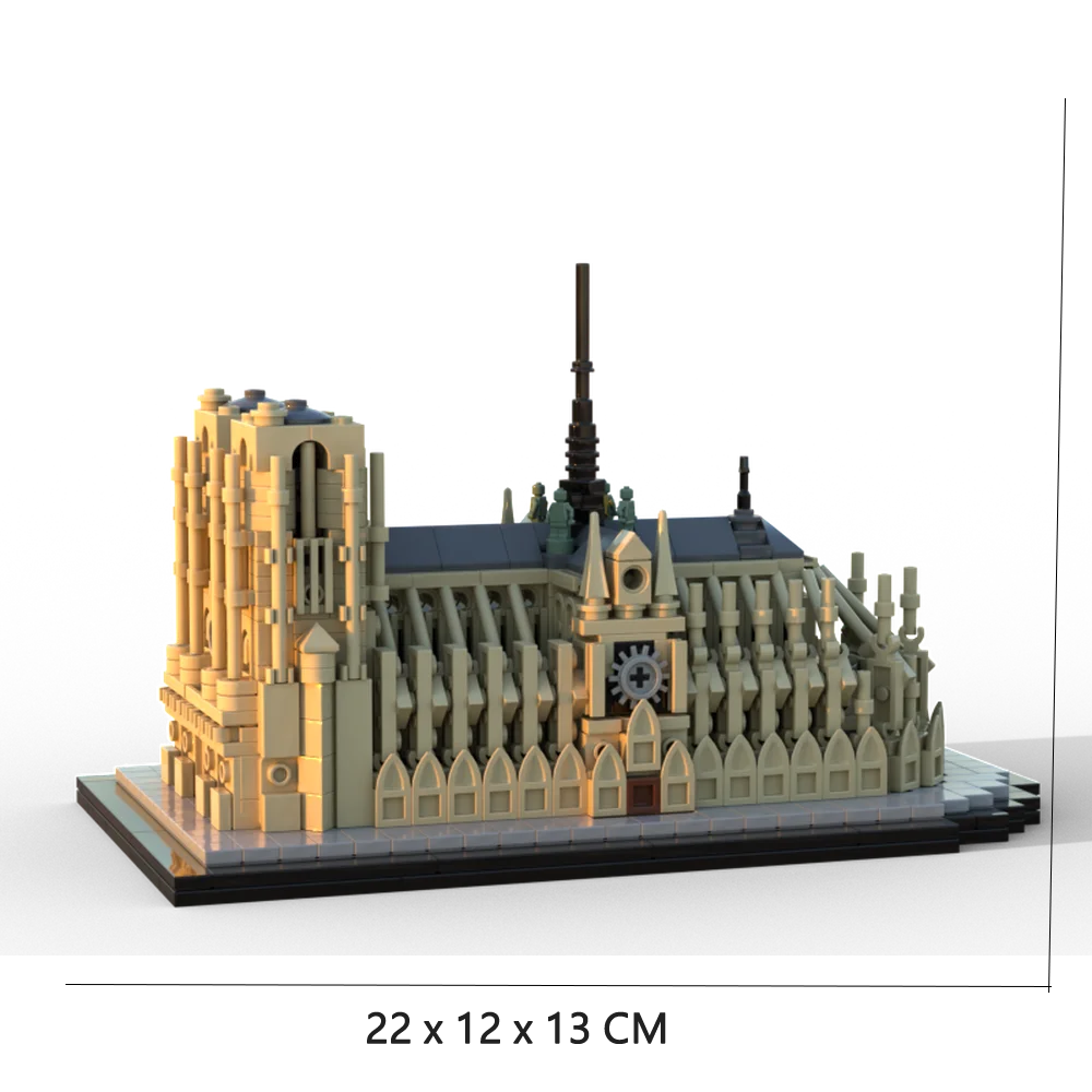 1041PCS MOC Notre-Dame De Parigi Chiesa 1:800 Classico Gotico Architettura Building Blocks Modello Giocattolo Mattoni Per Bambini Regali Di Compleanno