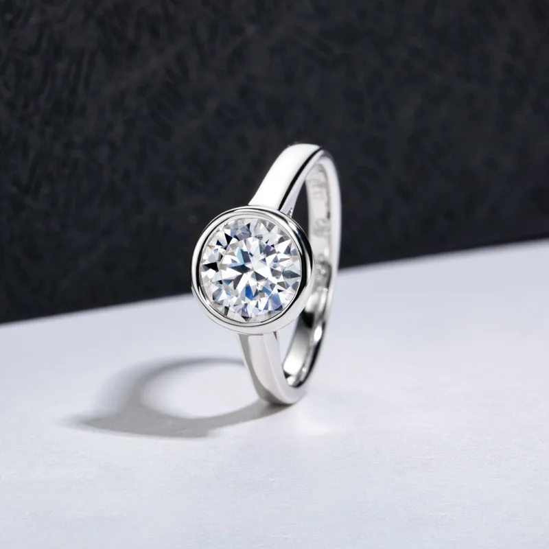

Carnica 1 2 3 CT Stone Real Moissanite Ring for Women 100% S925 Sterling Silver Sparkling Wedding Band Jewelry GRA D Color Bride