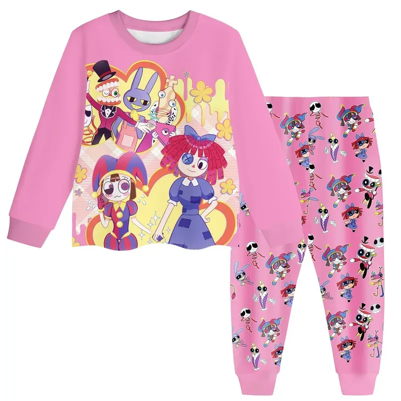 Film The Amazing Digital Circus Pigiama Pomni Jax Set di vestiti Baby Girl Sleepwear Suit Bambino Ragazzi Bambini a maniche lunghe + Pant 2 pezzi
