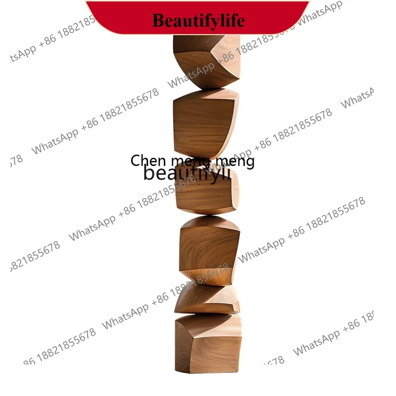 D178 yh Hotel floor-to-ceiling decorations, ornaments, soft decoration, entrance aisle, vertical height solid wood sculpture art