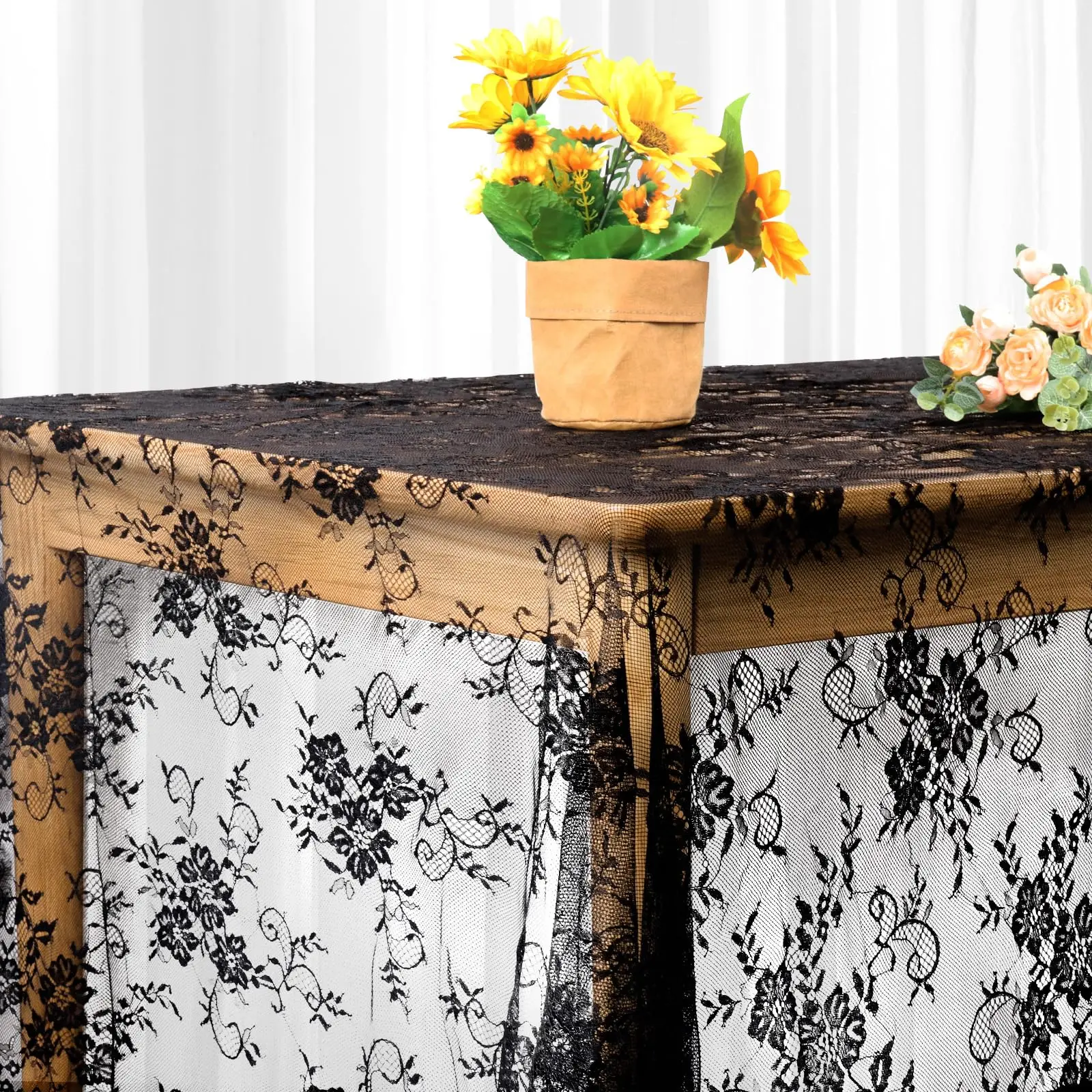 Lace Tablecloth 60×120 Inch Rustic Boho Wedding Bridal Shower Party Decor, Classy Rectangle Vintage Embroidered Table Cloth