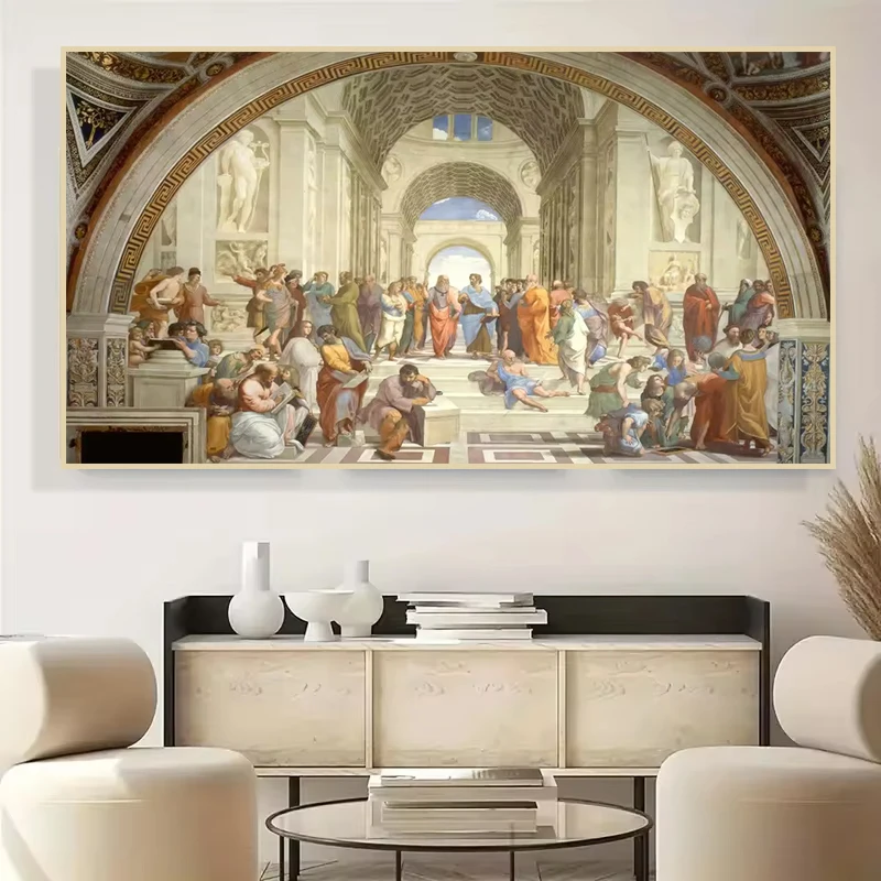 Famous Figure Painting Art School of Athens By Raphael Posters and Prints on Canvas Wall Art Pictures Room Home Decor Mural
