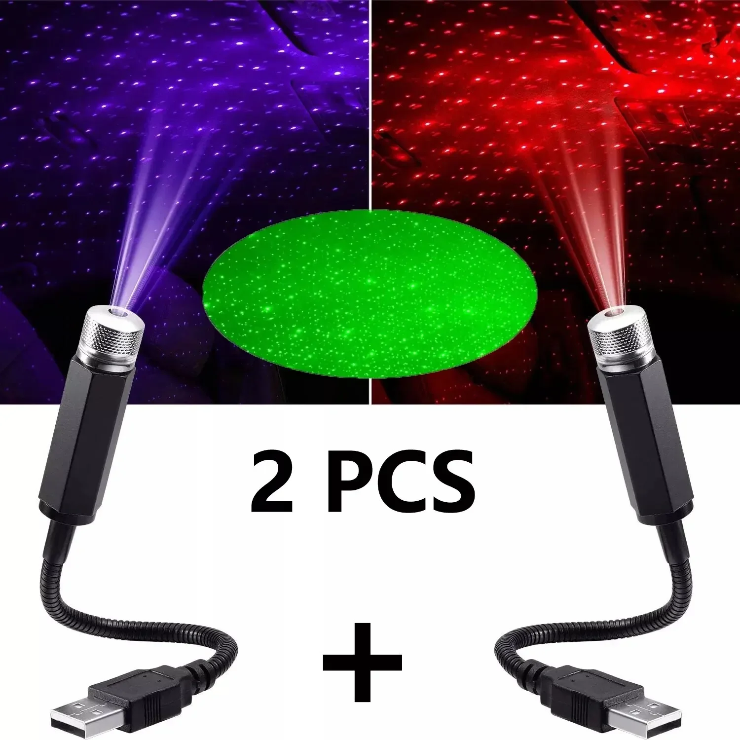 2pcs Mini LED Car Roof Star Night Light Projector Atmosphere Galaxy Light Aurora Borealis Lamp USB Decoration Rechargeable lamp