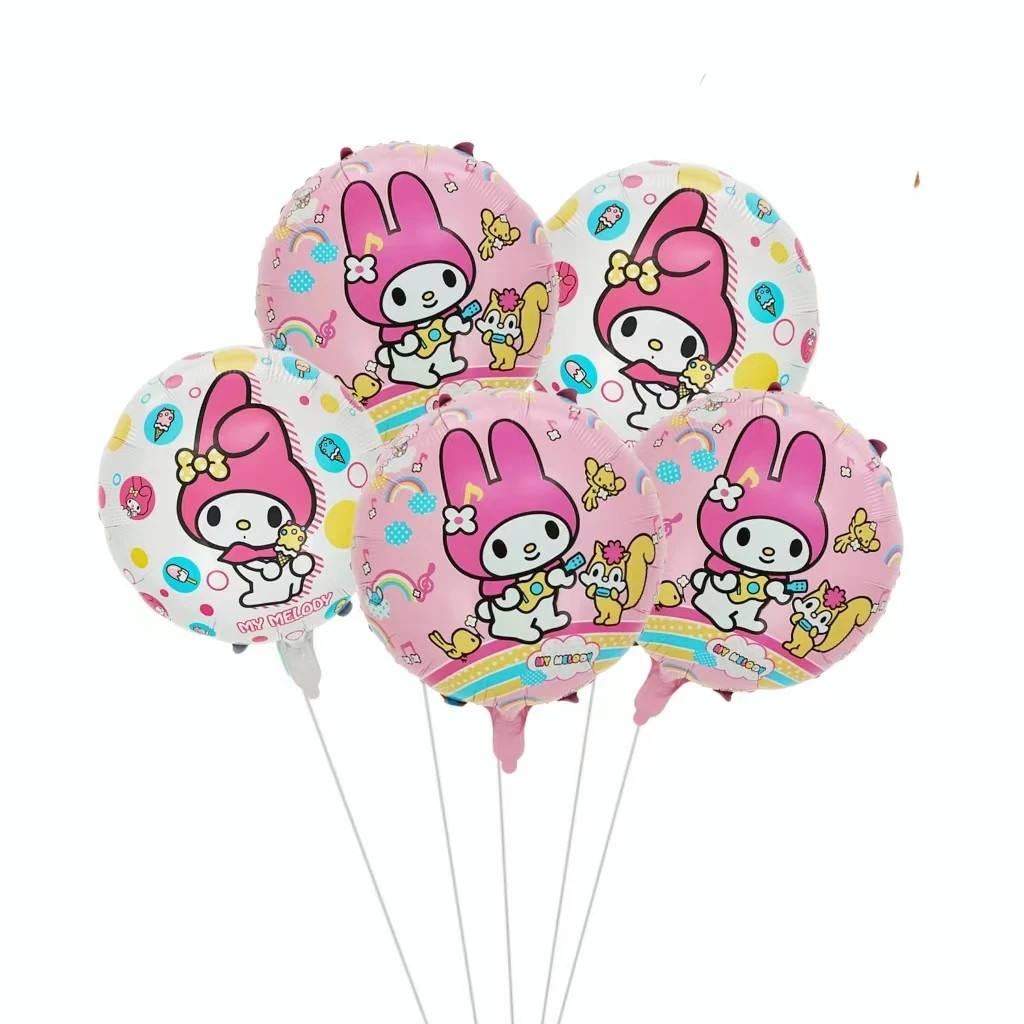 5 SZT. Balony lateksowe Kuromi Melody Minnie Kolorowe Dekoracje na przyjęcie urodzinowe dla dzieci Baby Shower Globos Hello Kitty Balon Zabawka — zdjęcie 5
