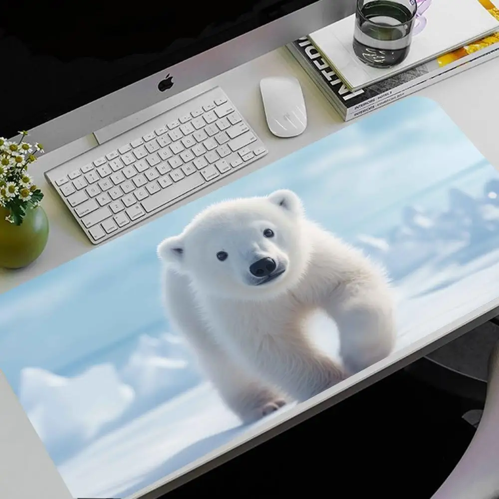 Urso polar mouse pad computador mouse pad gamer mousepad 1000x500mm xxl preto & branco grande mouse tapete mause tapete pc mesa gabinet