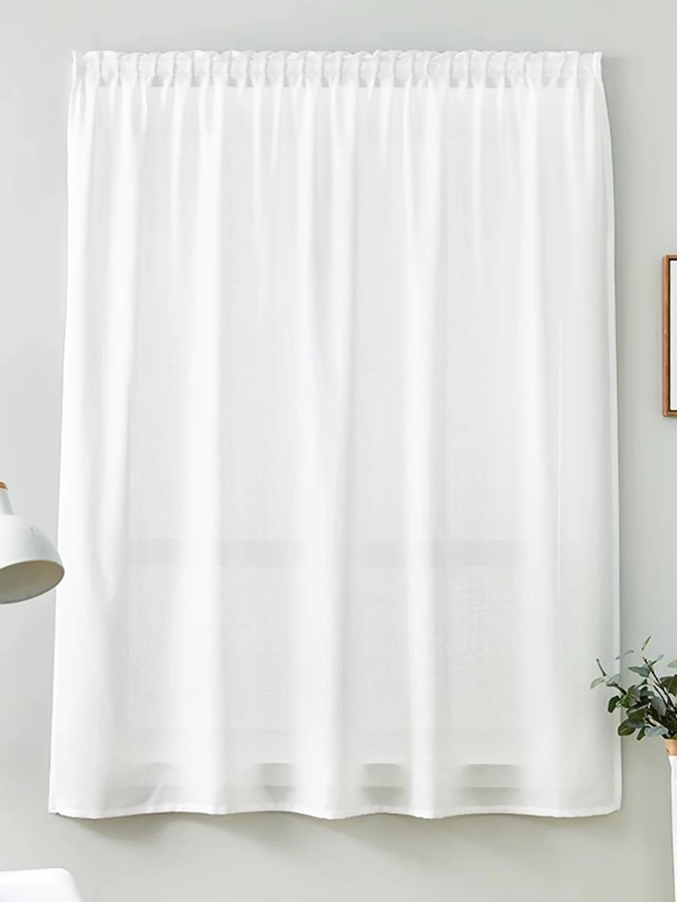 No Drill Magic Tape  white curtains  Daily White Simple Solid Color  Hook-and-Loop Fastener sheer curtains For Kitchen Home door