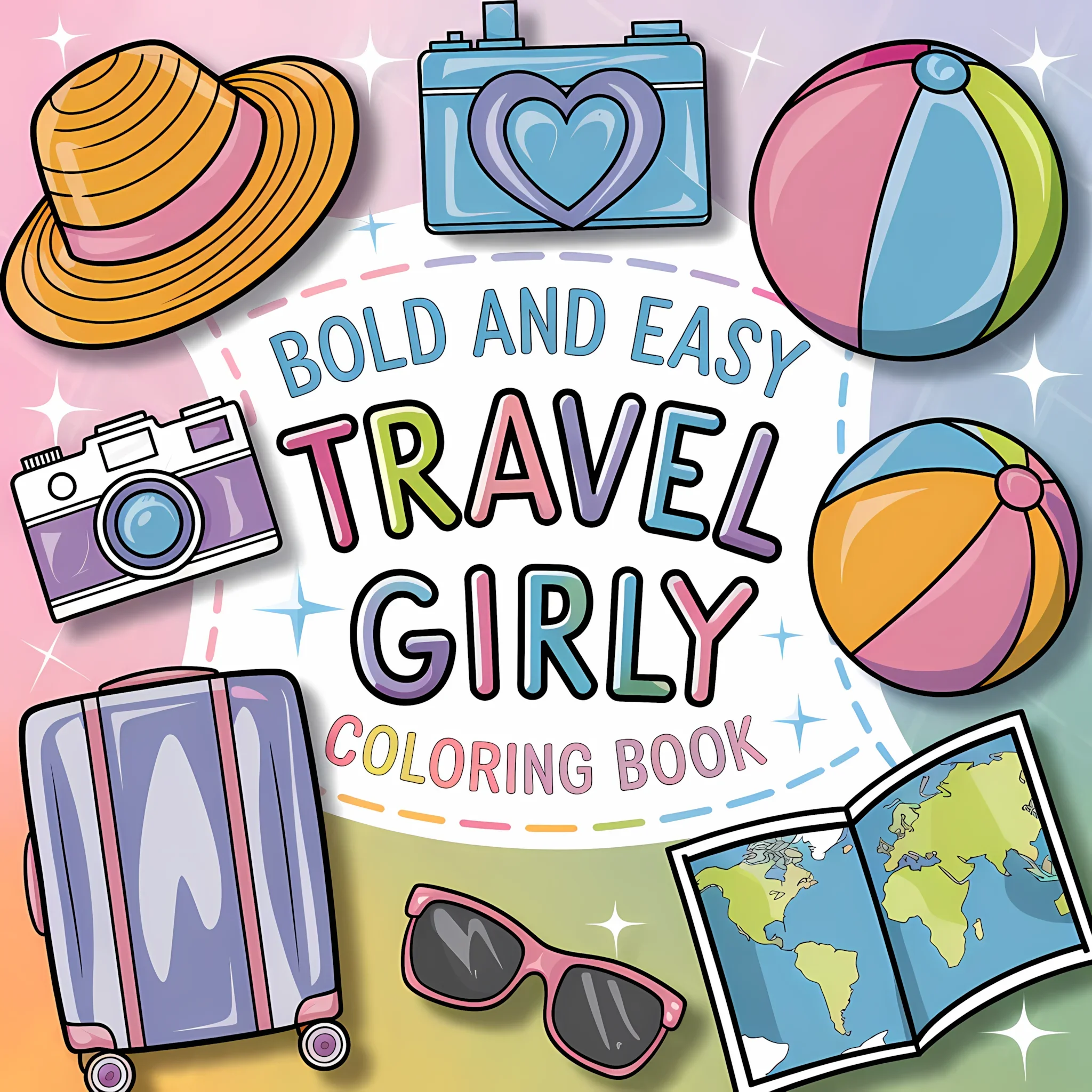 

Книга-раскраска Easy Travel Girly для взрослых, подарок на день рождения, школьные принадлежности, милая книга для рисования для взрослых