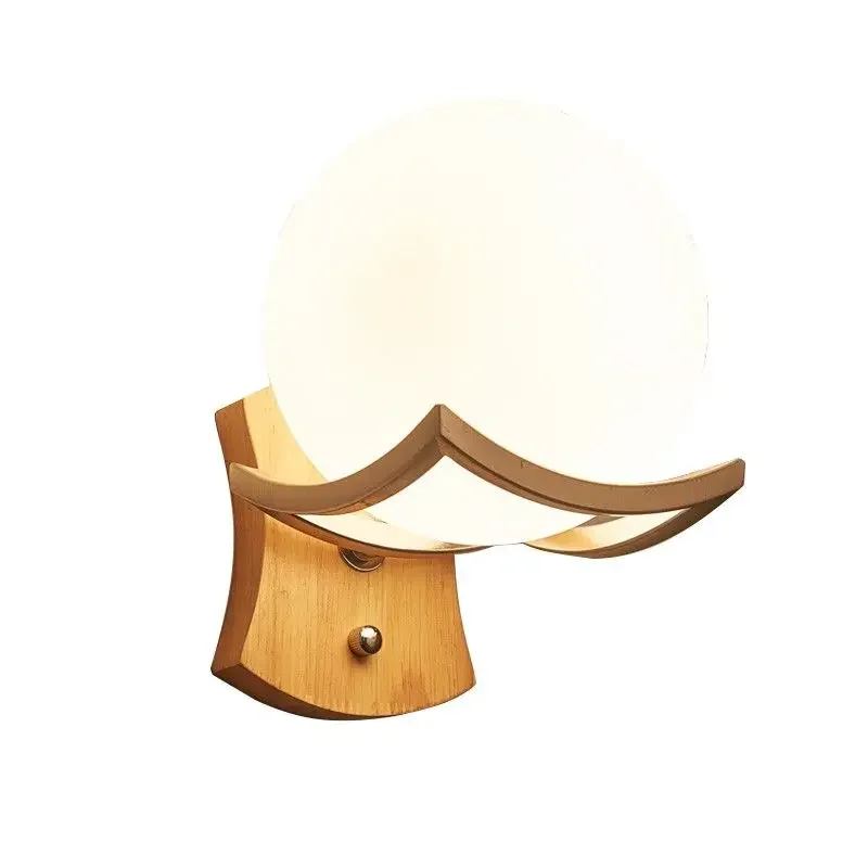 Minimalist Wall Light Modern European Style Bedroom Corridor Wooden Wall Lamp