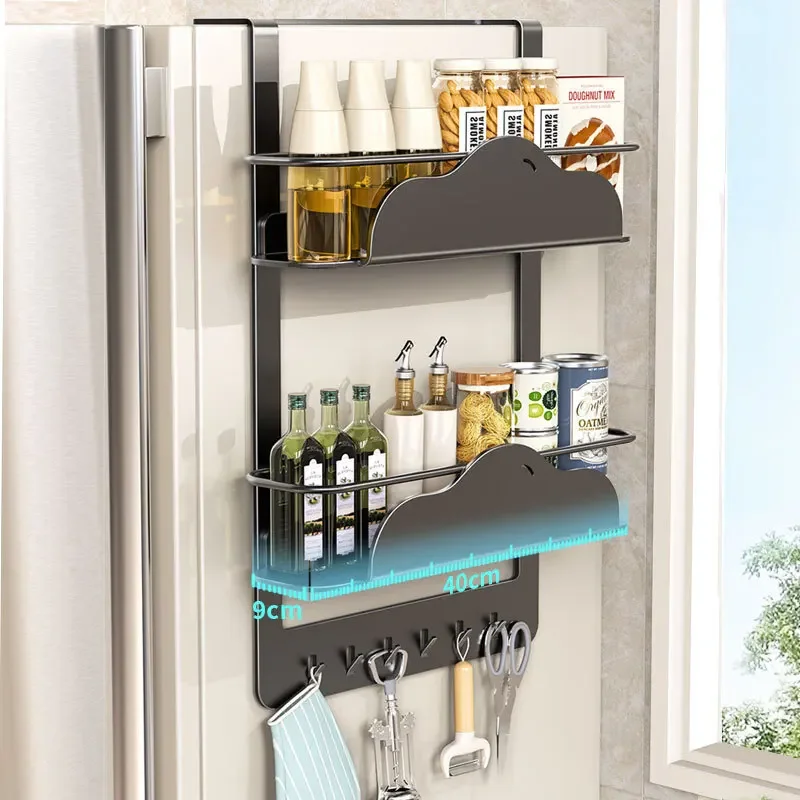 

Magnetic Refrigerator Basket, Reinforced Carbon Steel Storage Shelf, Heavy-Duty Side Mount Organizer for Kitchen or Pantry