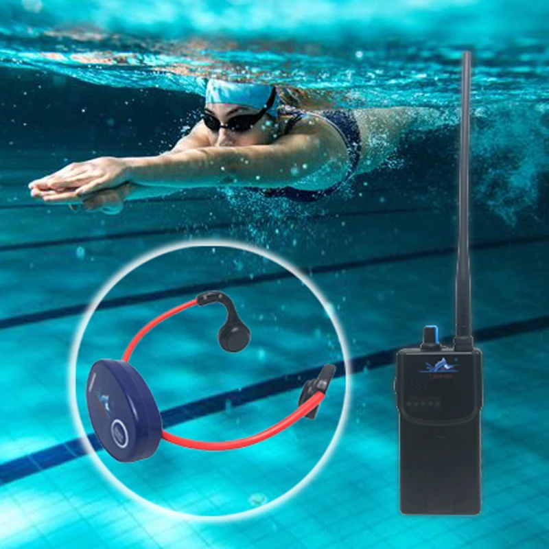 For Aquatalk Transmitter Walkie Talkie Bone Conduction Earphone Waterproof One-Way Communication for Swimming Nose Clip Earplug