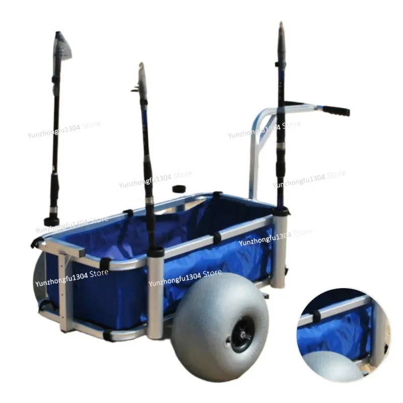 High Quality Fishing Cart With Balloon Wheel Light Weight Aluminum Deluxe Outdoor Traveling Fishing Carts