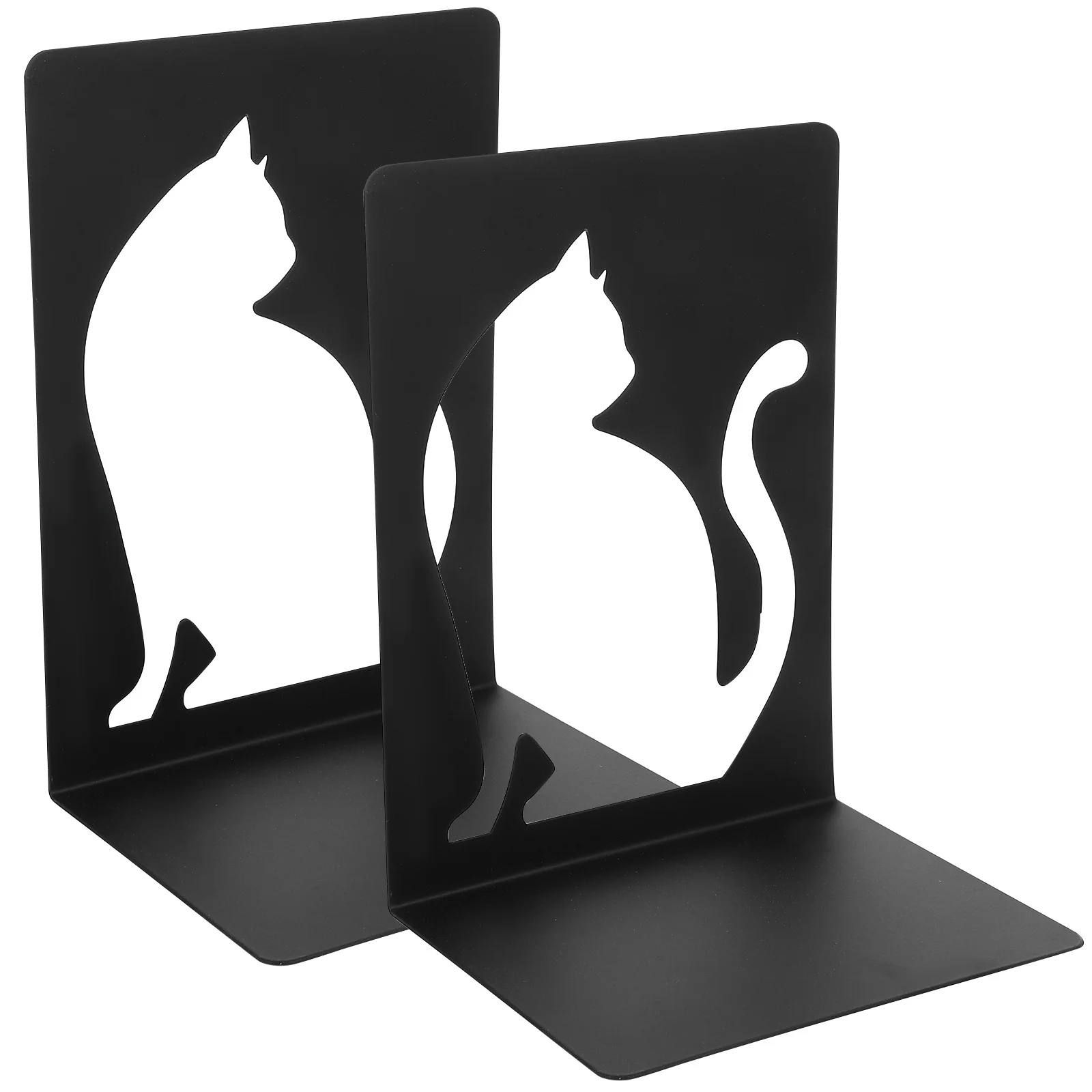 

2pcs Metal Cat Book Stand Hollow Design Vintage Style Bookend For Shelves Heavy Duty Book Support Reading Holder Study Room