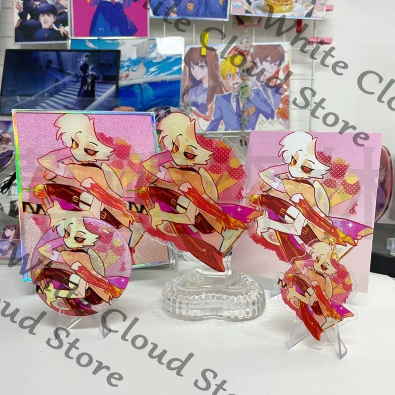 Anime Hazbin Hotel Alastor Charlie Morningstar Vox Husk Cosplay Doujin Signboard Acrylic Stand Cartoon Color Paper Badge Gifts - view 6