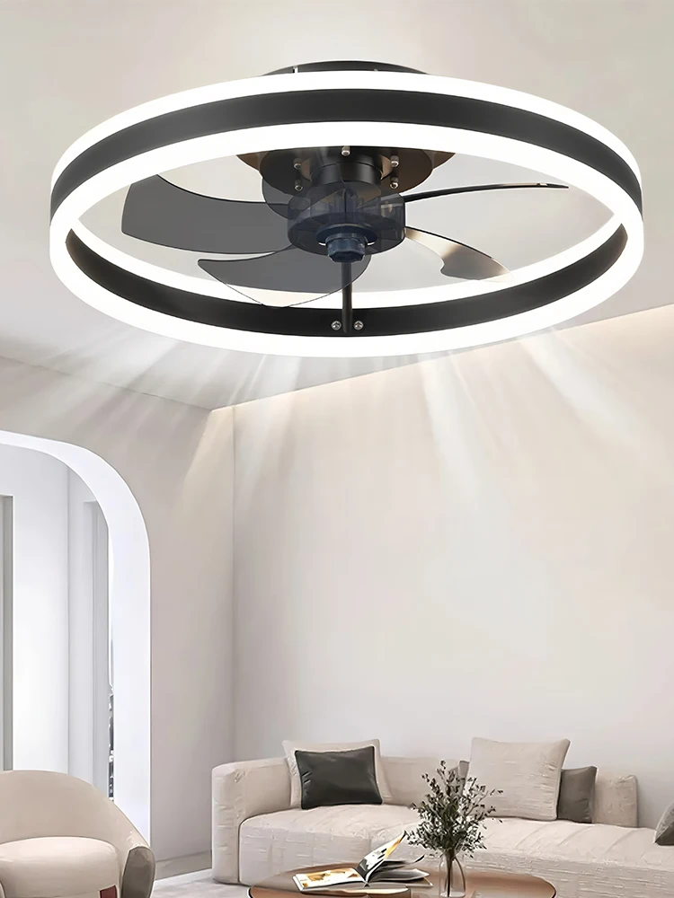 Minimalistischer Deckenventilator mit Licht, Heimdekoration, Beleuchtung, cooler elektrischer Ventilator, 50 cm runder Deckenventilator für Schlafzimmer, Arbeitszimmer, Lampe